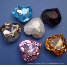 Light Siam et Fuchsia Heart Sharp Crystal Fancy Stone (3005)